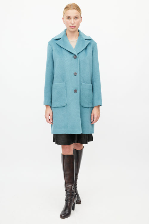 Max Mara Blue Textured Wool Coat