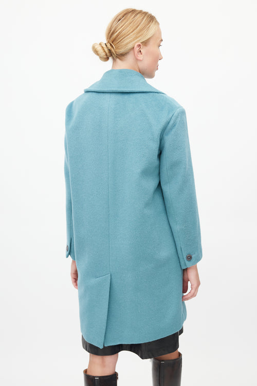 Max Mara Blue Textured Wool Coat