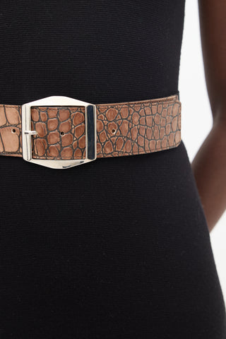 Max Mara Brown Leather Embossed Belt