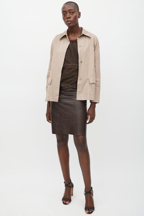 Max Mara Brown Silk Two Pocket Jacket