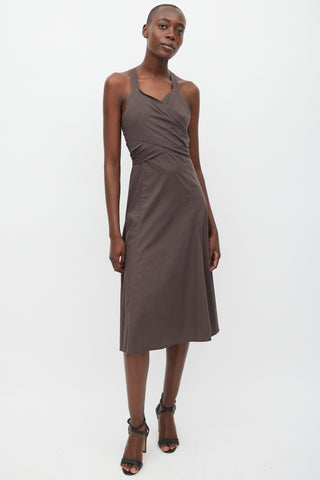 Max Mara Brown Tie Front A-Line Dress