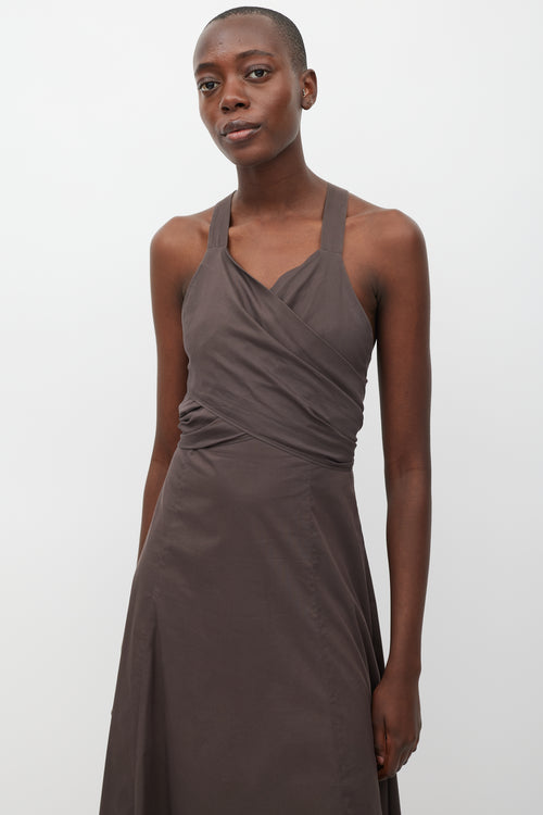 Max Mara Brown Tie Front A-Line Dress