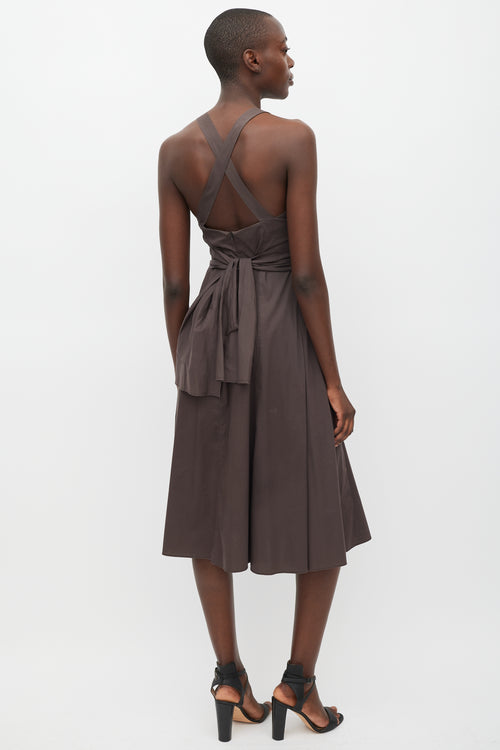 Max Mara Brown Tie Front A-Line Dress