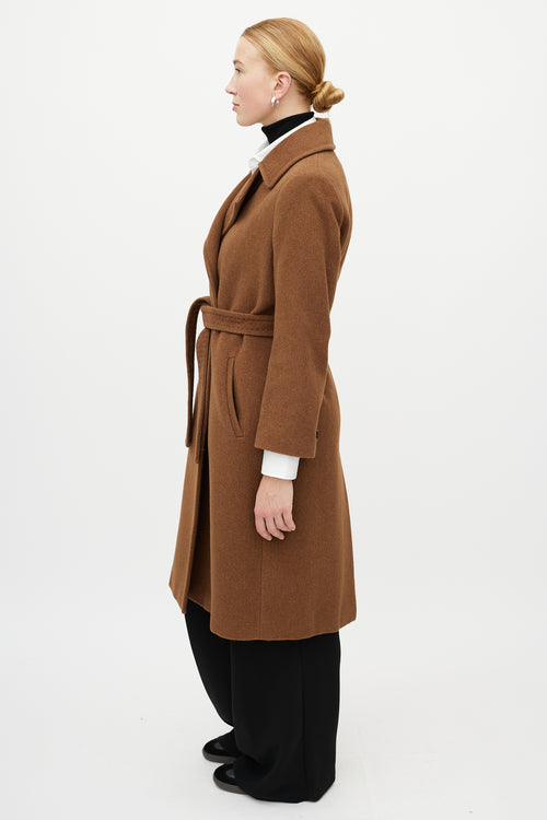 Max Mara Brown Wool Belted Coat