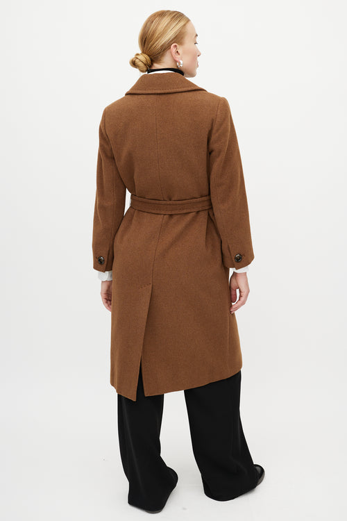 Max Mara Brown Wool Belted Coat