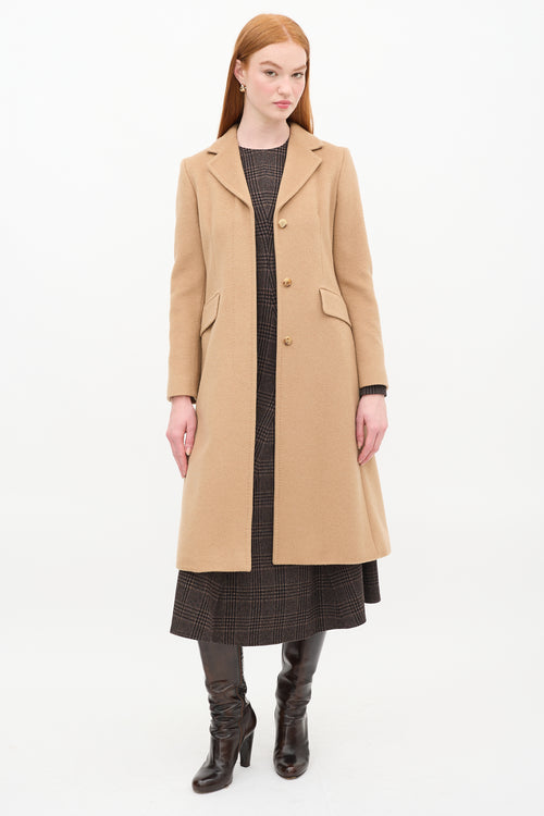 Max Mara Brown Wool Two Pocket Long Coat