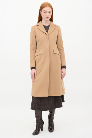 Max Mara Brown Wool Two Pocket Long Coat