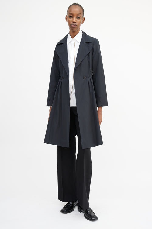 Max Mara City Black Pleated Trench Coat