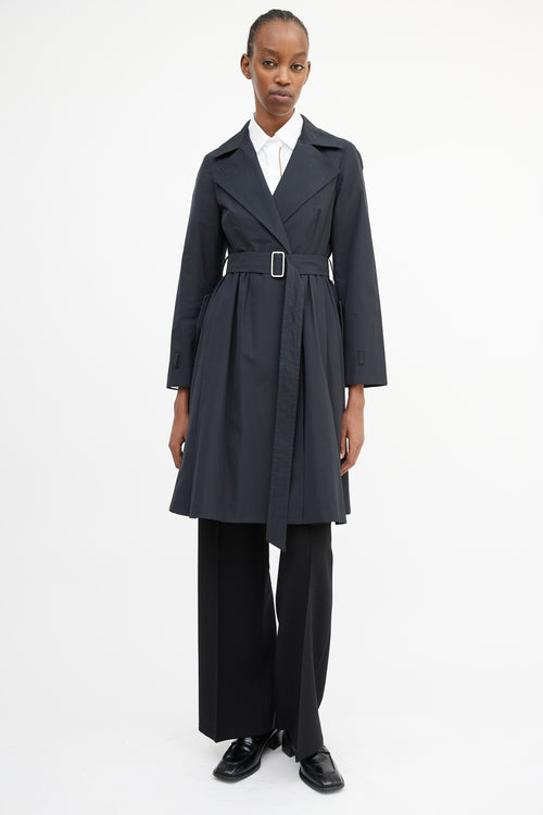 Max Mara City Black Pleated Trench Coat