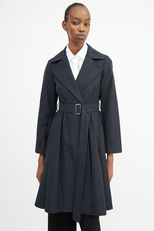 Max Mara City Black Pleated Trench Coat