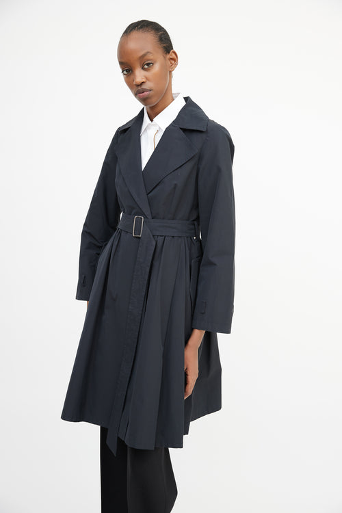 Max Mara City Black Pleated Trench Coat