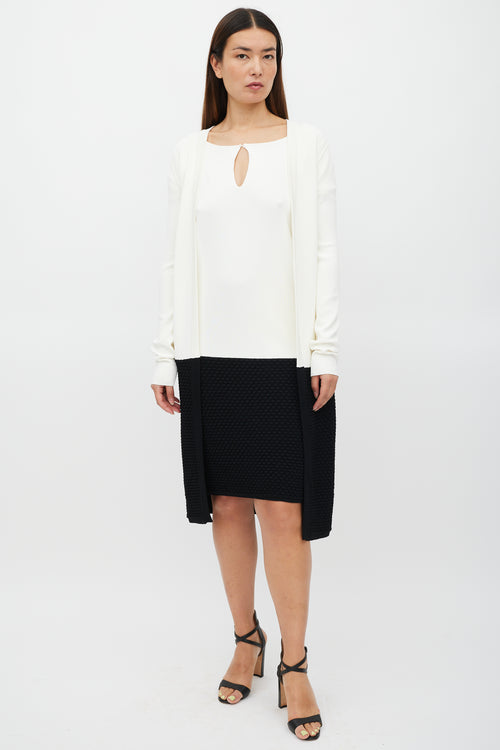 Max Mara Cream 
Black Knit Cardigan Dress Co-Ord Set