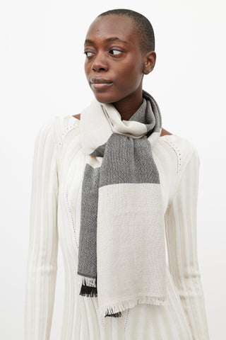 Max Mara Cream 
Black Plaid Scarf