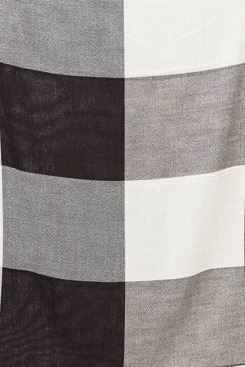 Max Mara Cream 
Black Plaid Scarf