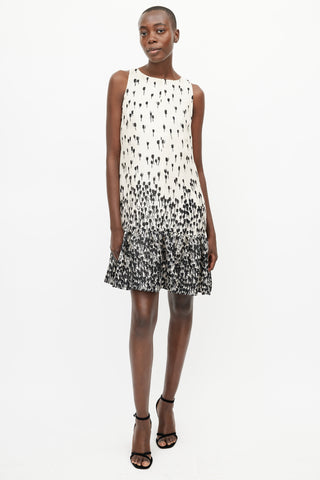 Max Mara Cream 
Black Silk Floral Dress