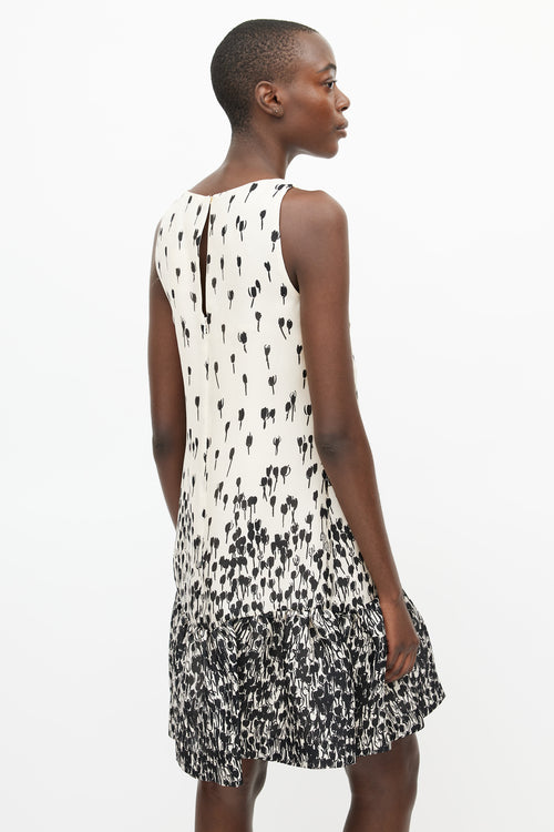 Max Mara Cream 
Black Silk Floral Dress