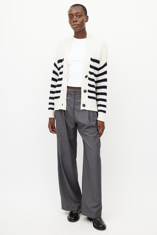 Max Mara Cream 
Blue Wool Knit Cardigan