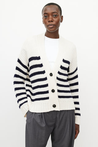 Max Mara Cream 
Blue Wool Knit Cardigan