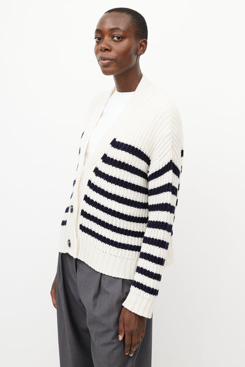 Max Mara Cream 
Blue Wool Knit Cardigan