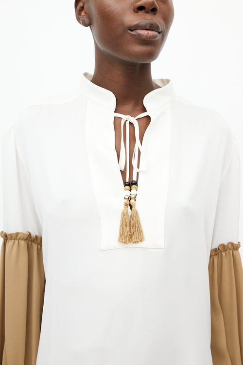 Max Mara Cream 
Brown Silk Top