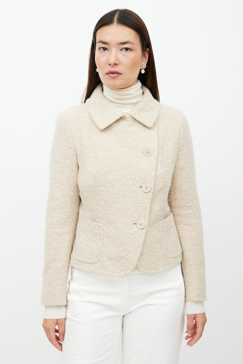 Max Mara Cream Cashmere Boucle Jacket