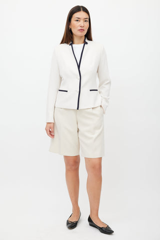 Max Mara Cream 
Navy Trim Blazer