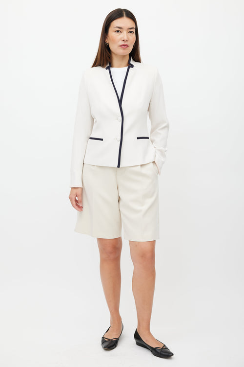 Max Mara Cream 
Navy Trim Blazer