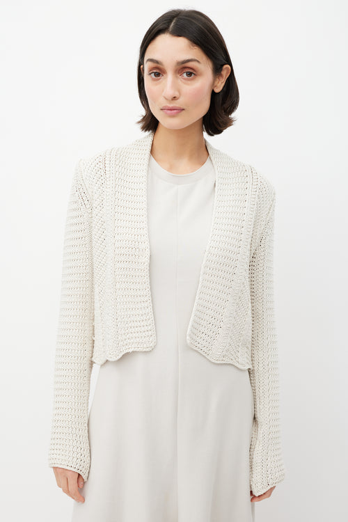 Max Mara Cream Silk Knit Cardigan