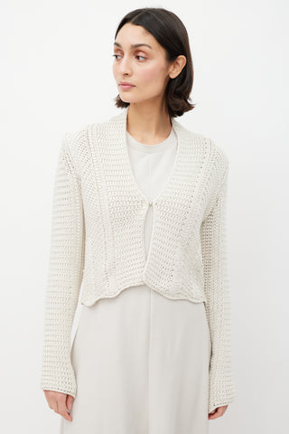 Max Mara Cream Silk Knit Cardigan