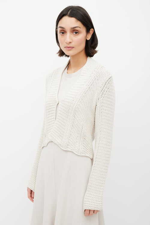 Max Mara Cream Silk Knit Cardigan