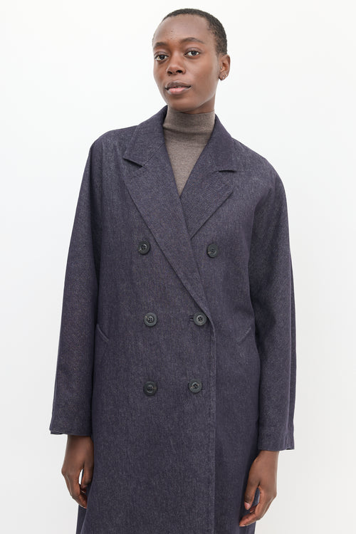 Max Mara Dark Wash Denim Bacco Icon Coat