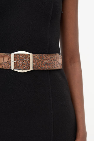 Max Mara Embossed Leather Elastic Belt