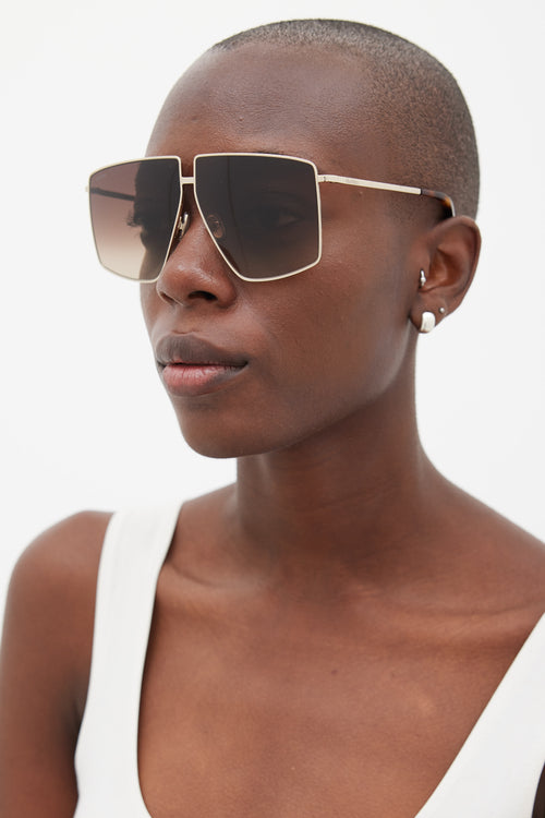 Max Mara Gold 
Brown Angular MM0062 Lee Sunglasses