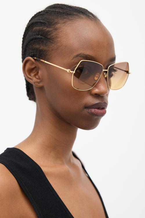 Max Mara Gold 
Brown MM0035-H Angular Square Sunglasses