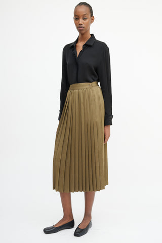 Max Mara Green Pleated Wrap Front Skirt