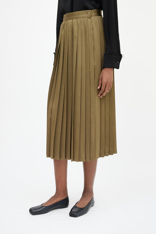 Max Mara Green Pleated Wrap Front Skirt