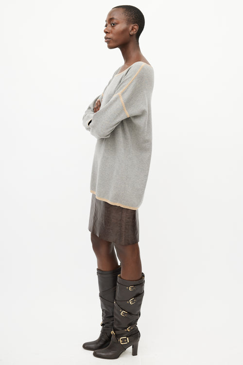 Max Mara Grey 
Beige Wool Top