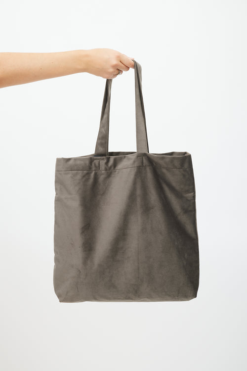 Max Mara Grey 
Brown Velour Logo Tote