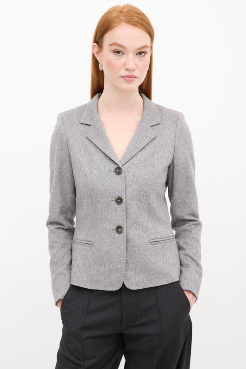 Max Mara Grey Cashmere Three Button Blazer