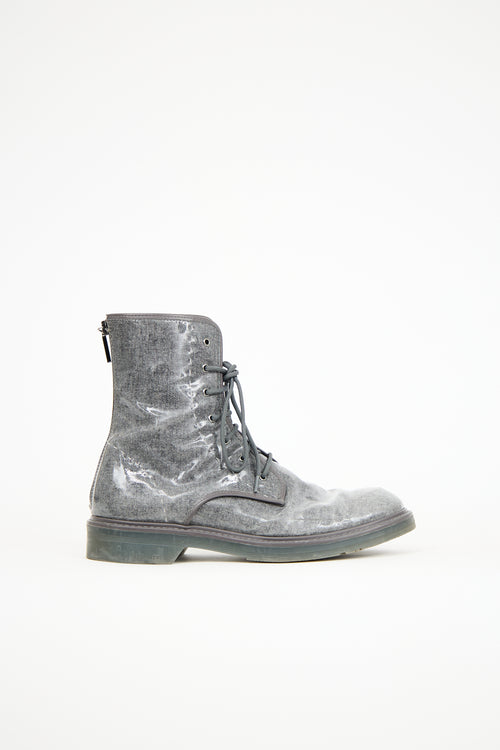 Max Mara Grey Wool Beth Combat Boot