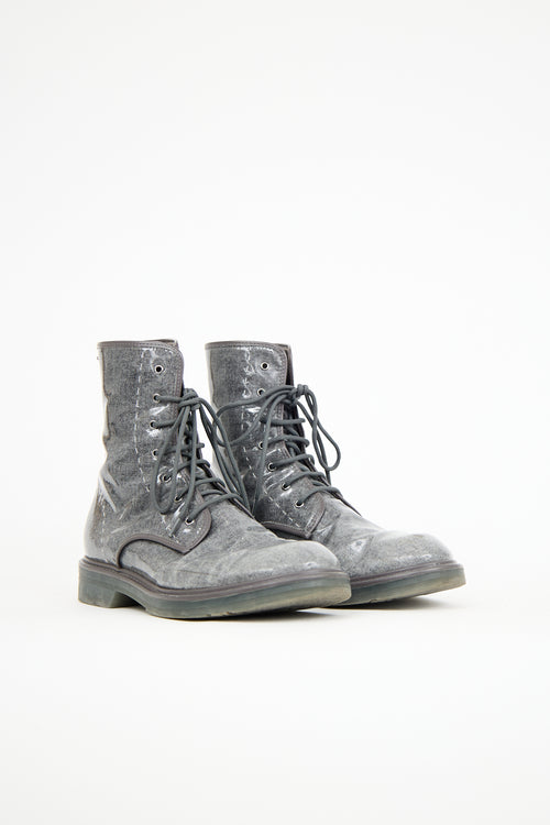 Max Mara Grey Wool Beth Combat Boot