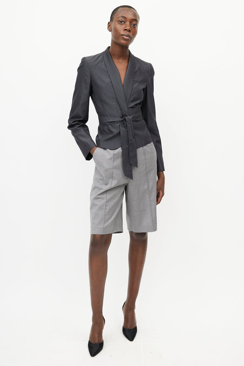 Max Mara Grey Silk Wrap Blazer