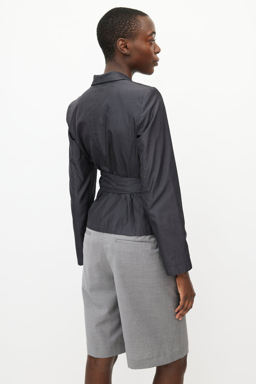 Max Mara Grey Silk Wrap Blazer