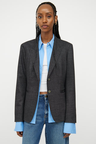 Max Mara Dark Grey Wool Blend Blazer