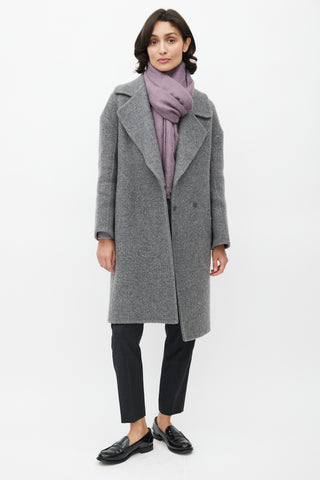 Max Mara Grey Wool Double Breasted Coat