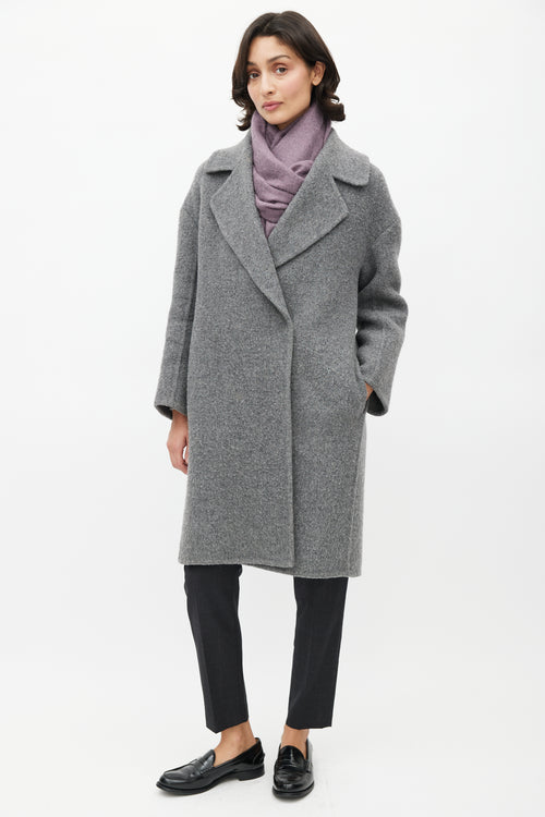 Max Mara Grey Wool Double Breasted Coat