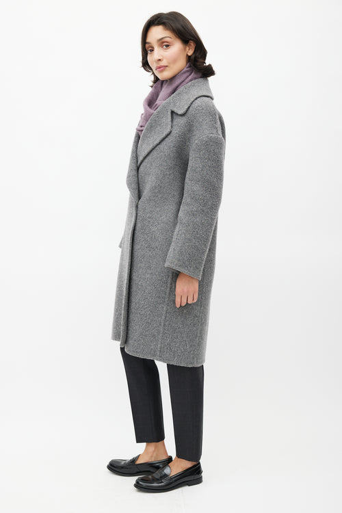 Max Mara Grey Wool Double Breasted Coat