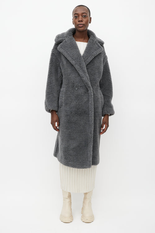 Max Mara Grey Wool Teddy Coat