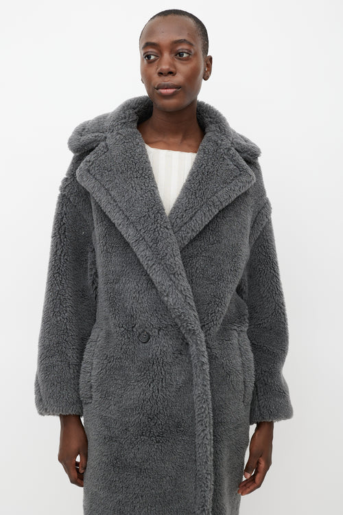 Max Mara Grey Wool Teddy Coat