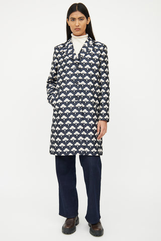 Max Mara Navy Multi Brocade Coat